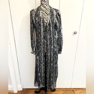 Elegant Black and Silver Print Dress